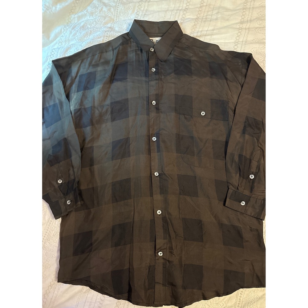 Protest‎ Vintage 100% Silk Plaid Button Up Shirt, Small